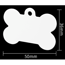 Placa mascota metal huesito 50x36 mm