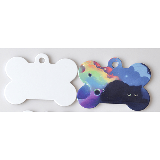 Placa mascota metal huesito 50x36 mm