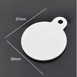 Placa mascota metal circular 30x37 mm