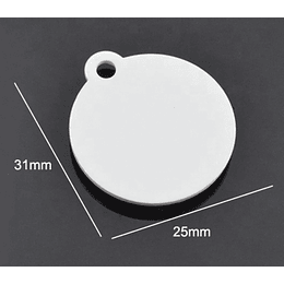 Placa mascota metal circular 25x31 mm