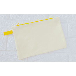 Estuche Cosmetiquero crudo cierre amarillo 15x24 cm