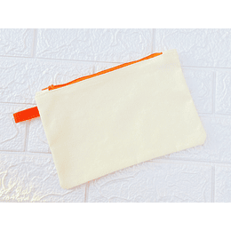 Estuche Cosmetiquero crudo cierre naranjo 15x24 cm