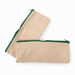 Estuche simple de crea algodón . Cierre color Verde (24x10 cm.)