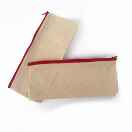 Estuche simple de crea algodón . Cierre color Rojo (24x10 cm.)