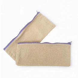 Estuche simple de crea algodón . Cierre color Lila (24x10 cm.)