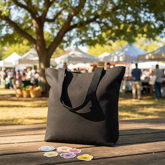 Bolsa Gabardina Negra 35x30 cm.