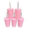 Vasos plásticos 350 ml. Color Rosado. (12 unid)