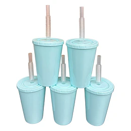 Vasos plásticos 350 ml. Color Celeste. (12 unid)
