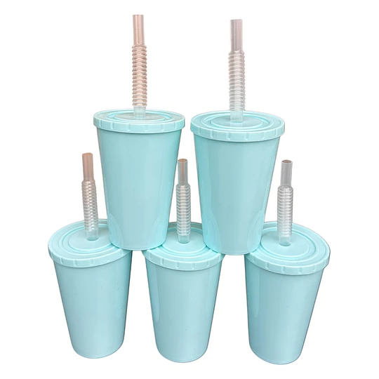 Vasos plásticos 350 ml. Color Celeste. (12 unid)