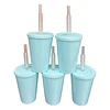 Vasos plásticos 350 ml. Color Celeste. (12 unid)
