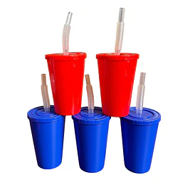Vasos plásticos 350 ml. Color Azul y Rojo. (12 unid)