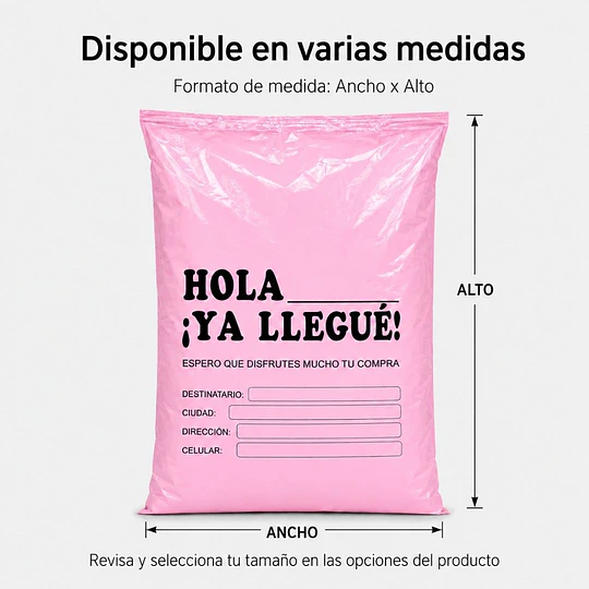 Bolsas De Envio Courier Hola Ya Llegue 17x25 Cm (100 Un)