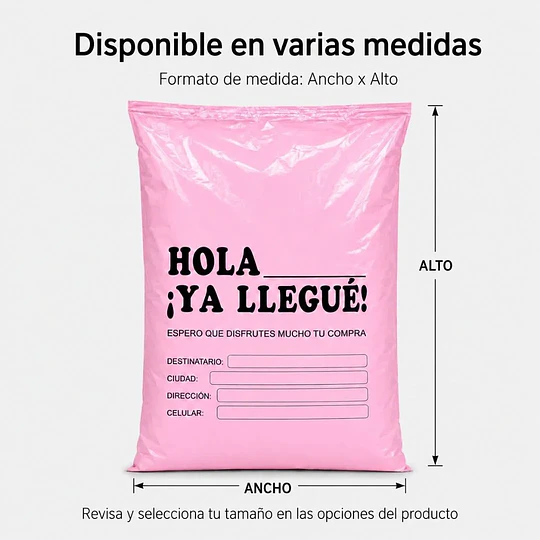 Bolsas De Envio Courier Hola Ya Llegue 28x40 Cm (100 Un)