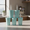 Vasos plásticos 350 ml. Color Celeste. (12 unid)