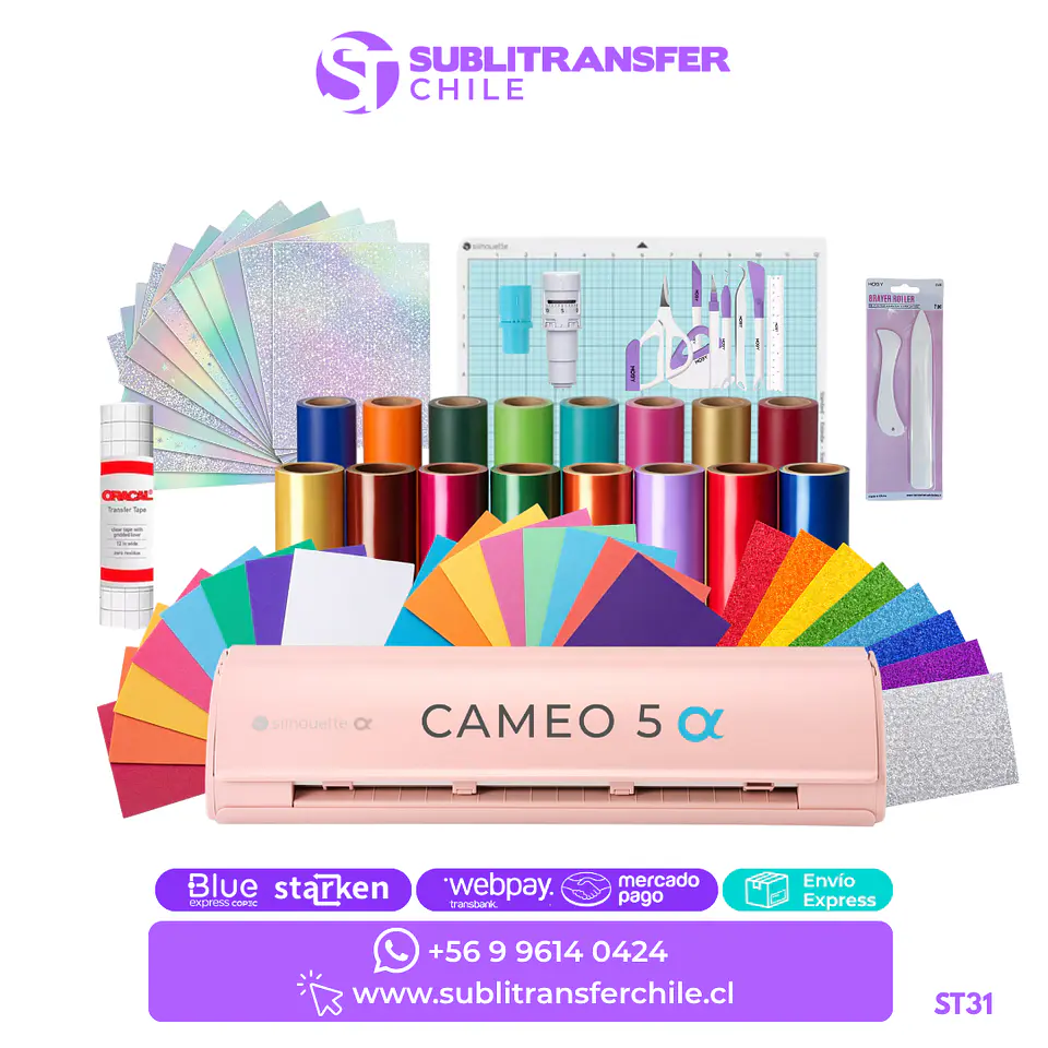 ST31 Kit Plotter de Corte Cameo 5 Alpha Rosada Emprende - Entrega Inmediata 1