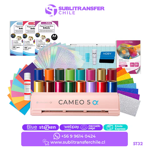 ST32 Kit Plotter de Corte Cameo 5 Alpha Rosada Papelería - Entrega Inmediata