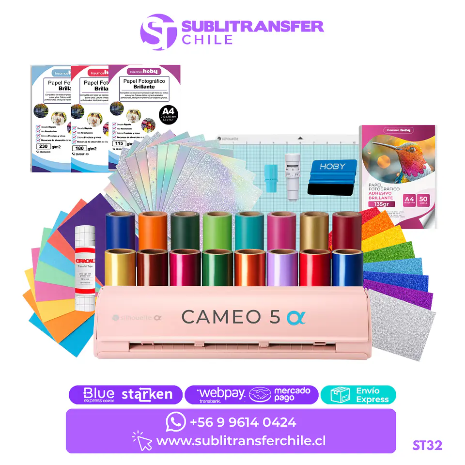 ST32 Kit Plotter de Corte Cameo 5 Alpha Rosada Papelería - Entrega Inmediata 1