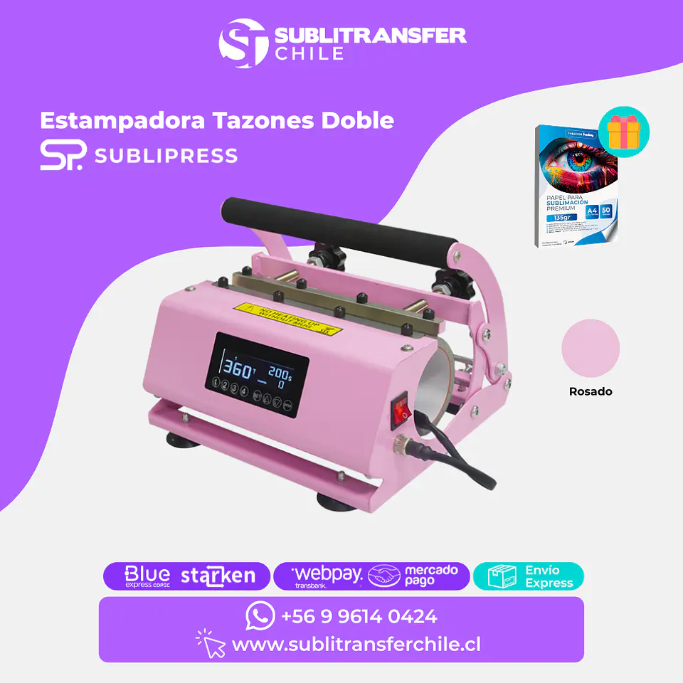 ST1055 Estampadora de Tazas Doble Sublipress Rosa – Entrega inmediata 1