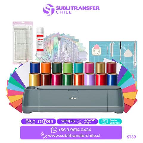 ST39 Kit Cricut Maker 4 Azul Niebla + Guillotina Trim Hoby e insumos - Entrega inmediara