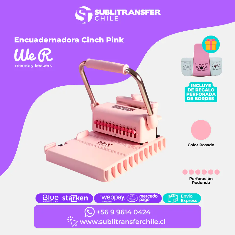 ST101 Encuadernadora Cinch Pink - Entrega Inmediata 1