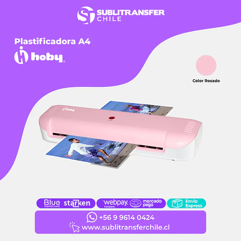 ST1400 Plastificadora A4 Hoby Rosada - Entrega Inmediata