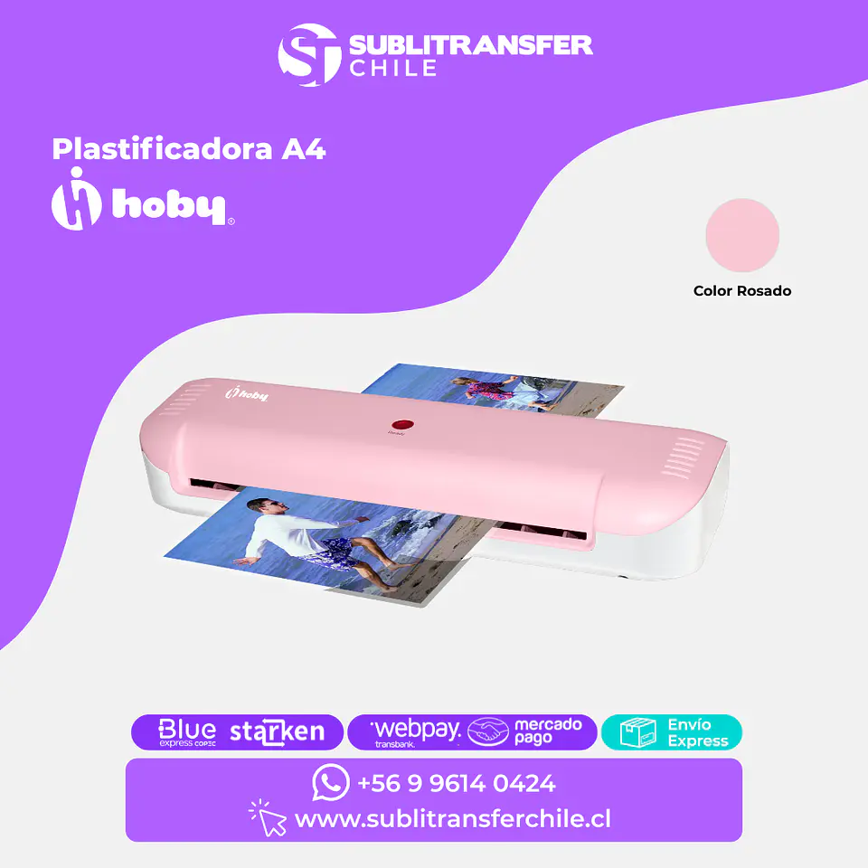 ST1400 Plastificadora A4 Hoby Rosada - Entrega Inmediata 1
