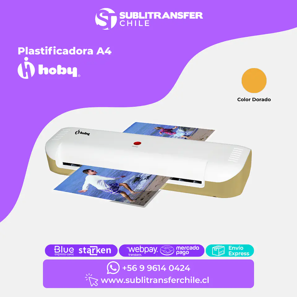 ST1410 Plastificadora A4 Hoby Dorada - Entrega Inmediata 1