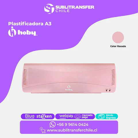 ST1415 Plastificadora A3 Hoby Rosada - Entrega Inmediata