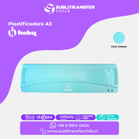 ST1420 Plastificadora A3 Hoby Celeste - Entrega Inmediata