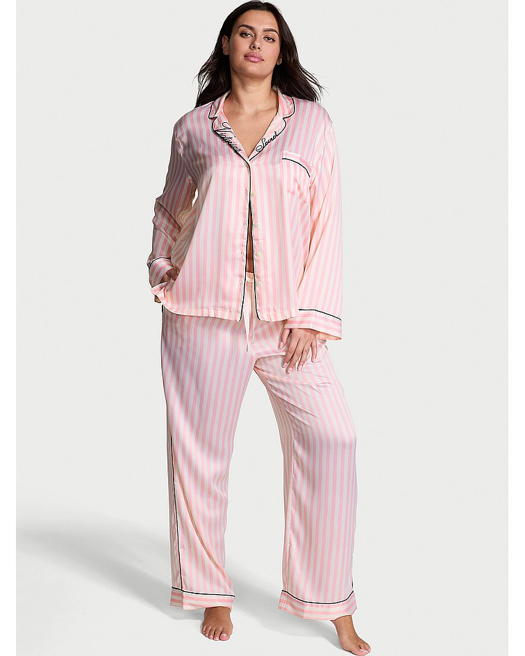 Pijama Largo rosa de Satín