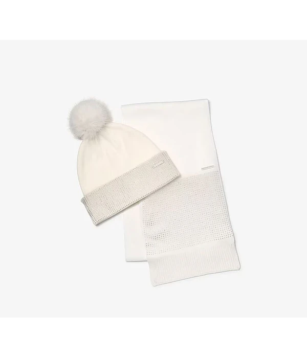 Conjunto de gorro y bufanda de punto cristalizado