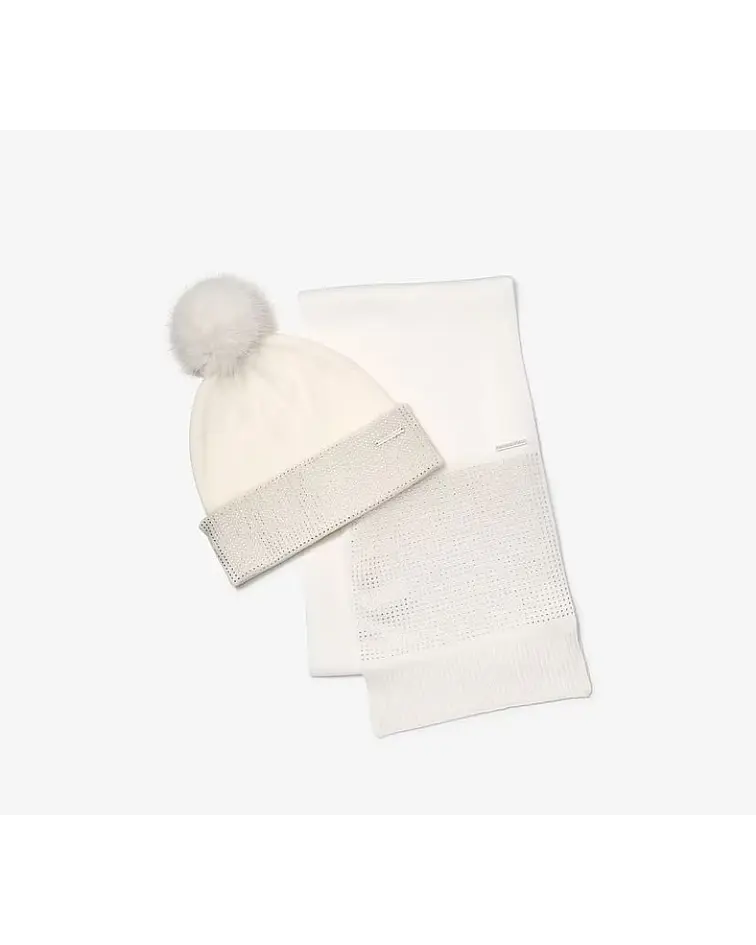 Conjunto de gorro y bufanda de punto cristalizado