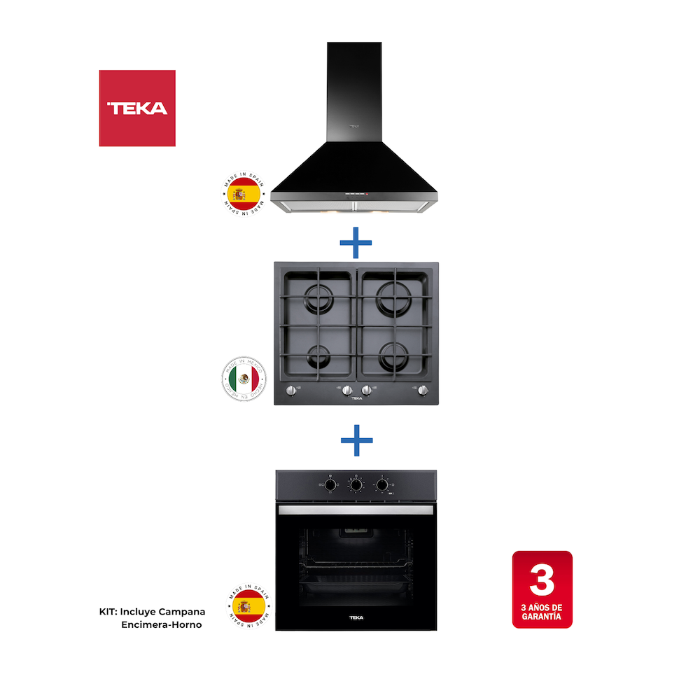 Kit Horno HBB-510 BK + Encimera EW-60 BK + Campana DBB 60 BK Teka - Miniatura 2