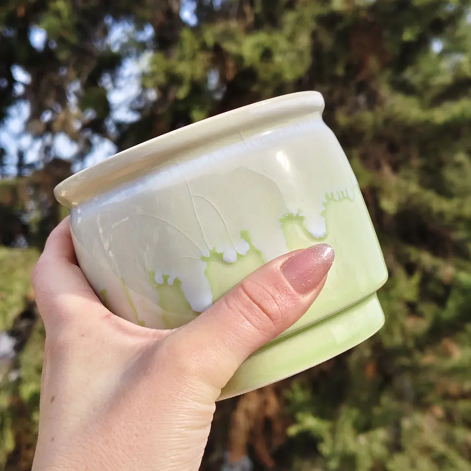 Maceta cerámica esmaltada efecto goteado 6
