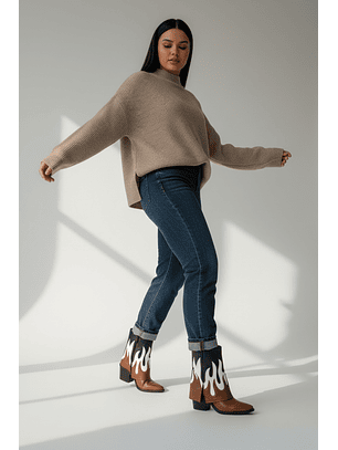 botas vaqueras suel negro/marrón 2633