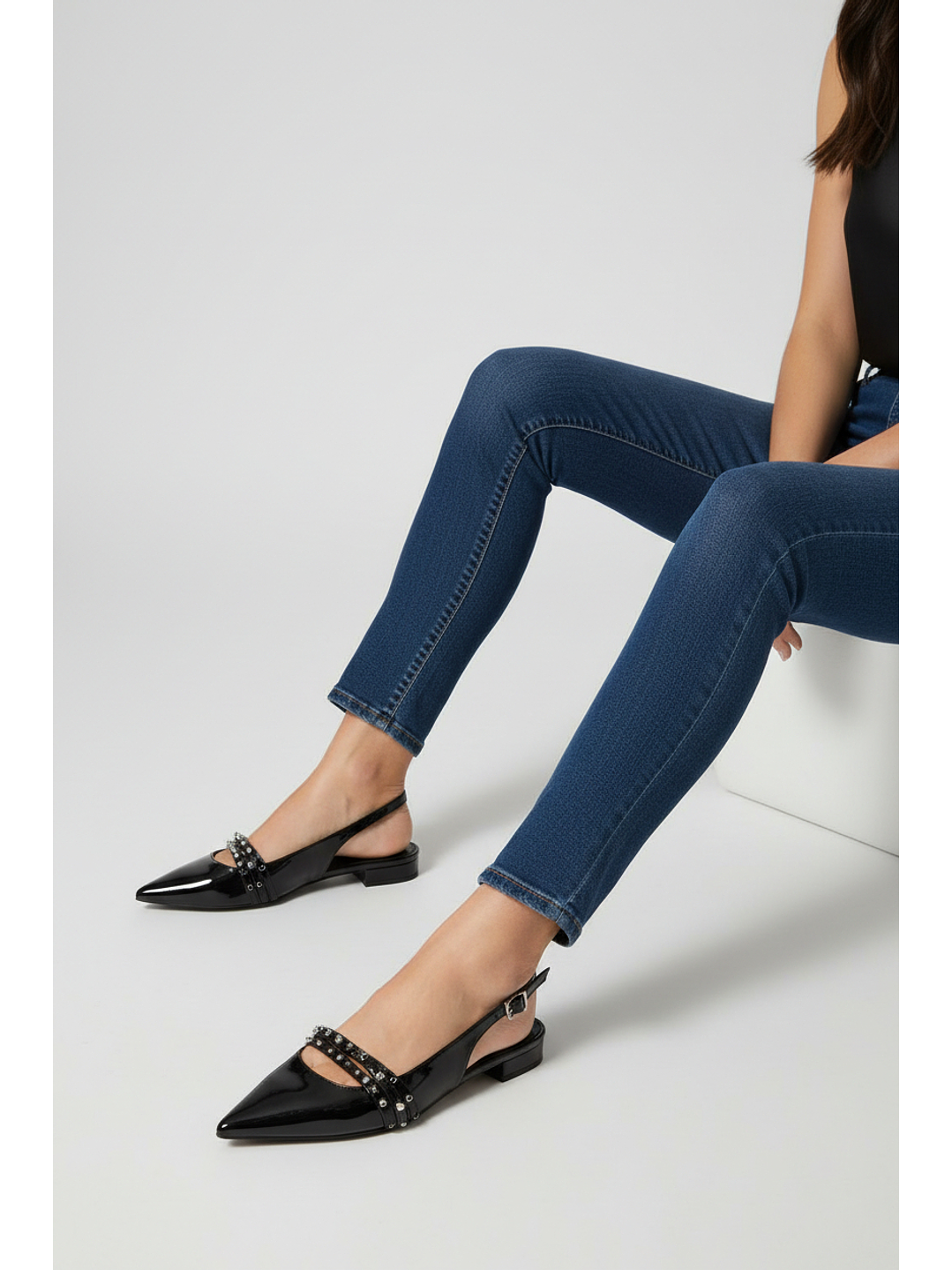Puntillas Slingback suel negro  2152H 2