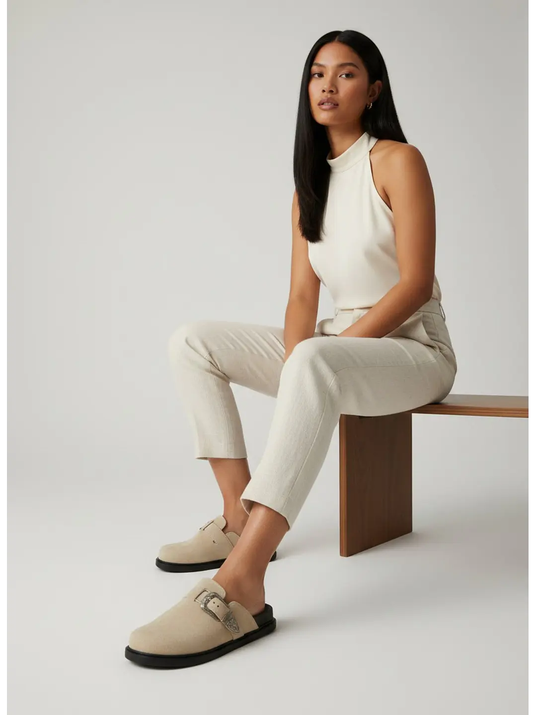 Zuecos Mule Suel Blanco invierno 44 2
