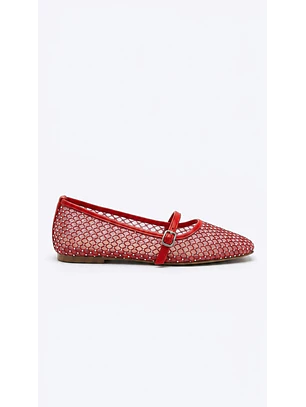 Ballerina Mary Jane Suel rojo crystal mesh