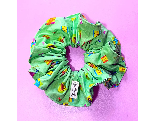Scrunchie colet de tela algodón, suave y elástico, hecho a mano en Chile