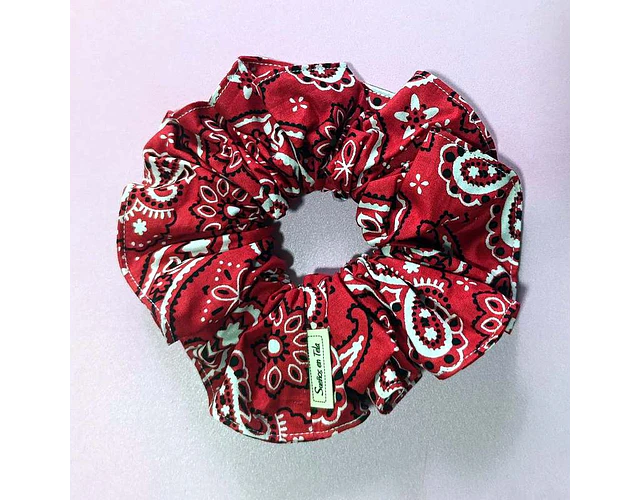Scrunchie colet de tela algodón, suave y elástico, hecho a mano en Chile