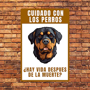Señaletica Cuidado con El perro Rottweiler