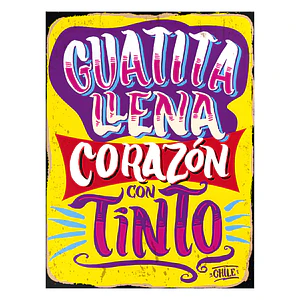 Cuadro Frase Guatita llena corazon con tinto