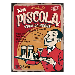 Cuadro Metal Tome Piscola toda la noche