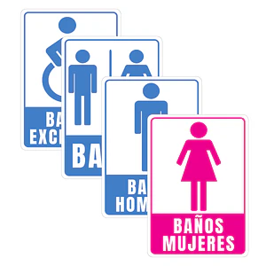Señaletica Baños Pack 4 Placas Metal