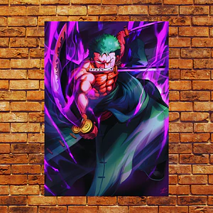 Cuadro de Aluminio One Piece Zoro Atacando