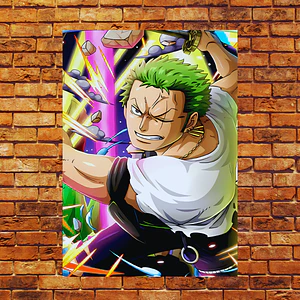 Cuadro Aluminio One Piece de Zoro en batalla