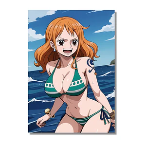 Cuadro Aluminio One Piece Nami en la playa