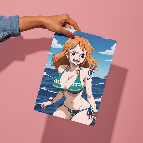 Cuadro Aluminio One Piece Nami en la playa 4