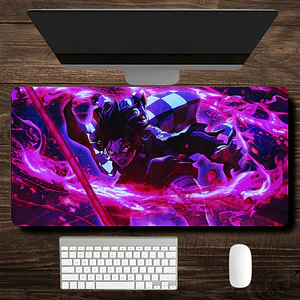MousePad Gamer Anime Tanjiro Respiracion Fuego Formato XXL