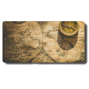 MousePad Gamer Brújula Sobre Un Mapa Antiguo Formato XXL